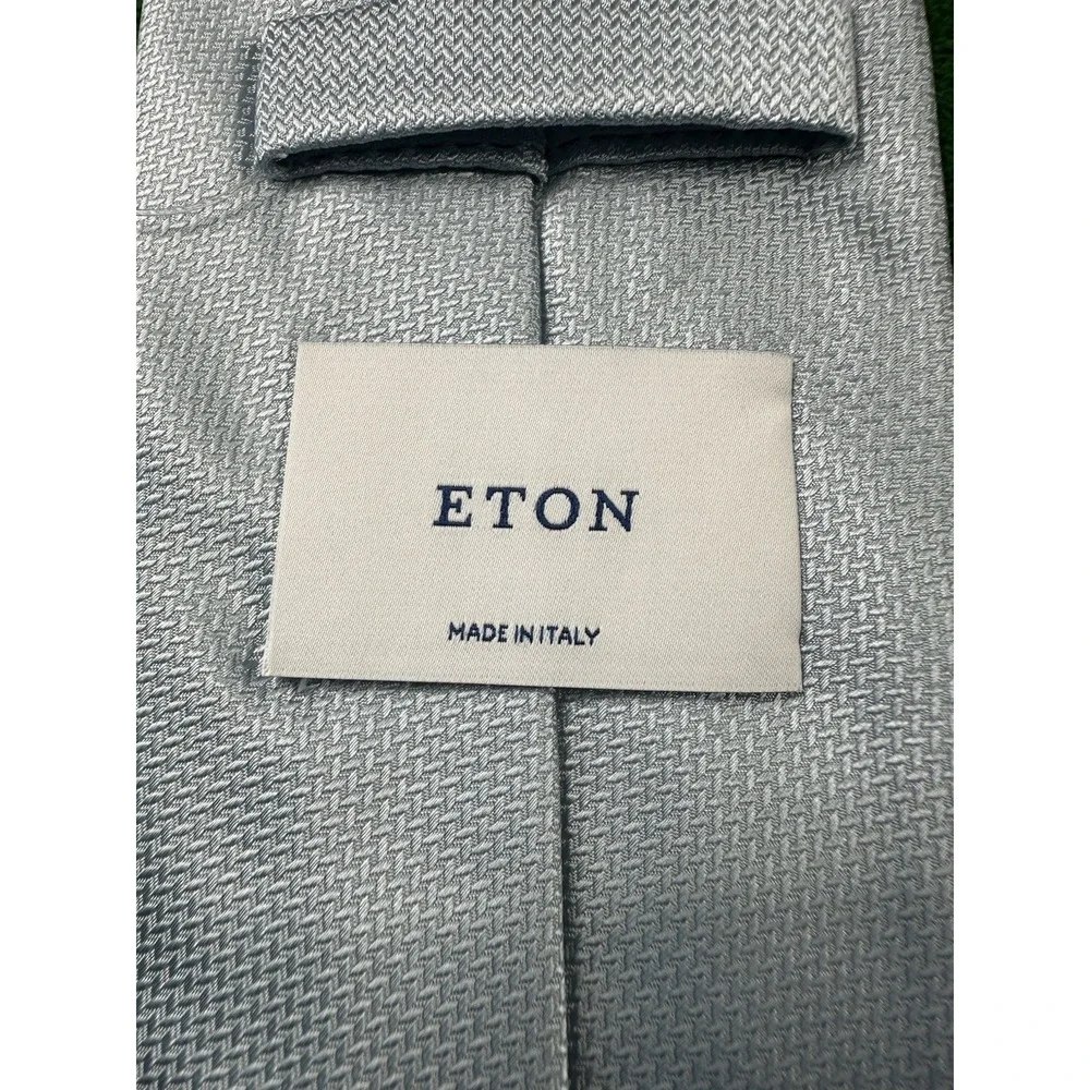 ETON Mens Light Blue Pure Silk Woven Tie 3.25 Inch Width Made in Italy NWT